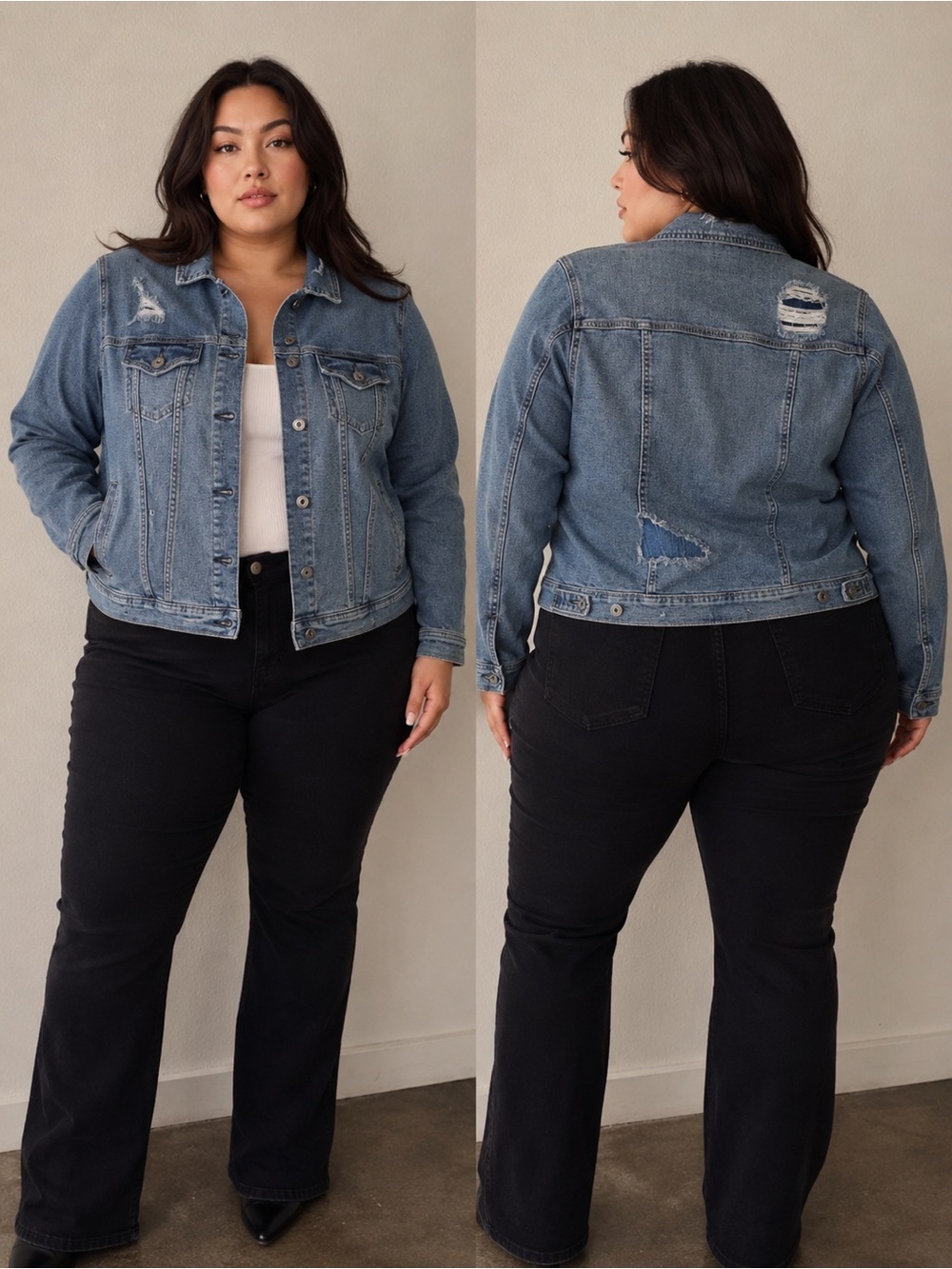 torrid Size 00 (M/L) Blue Distressed/Patchwork Denim Jacket
